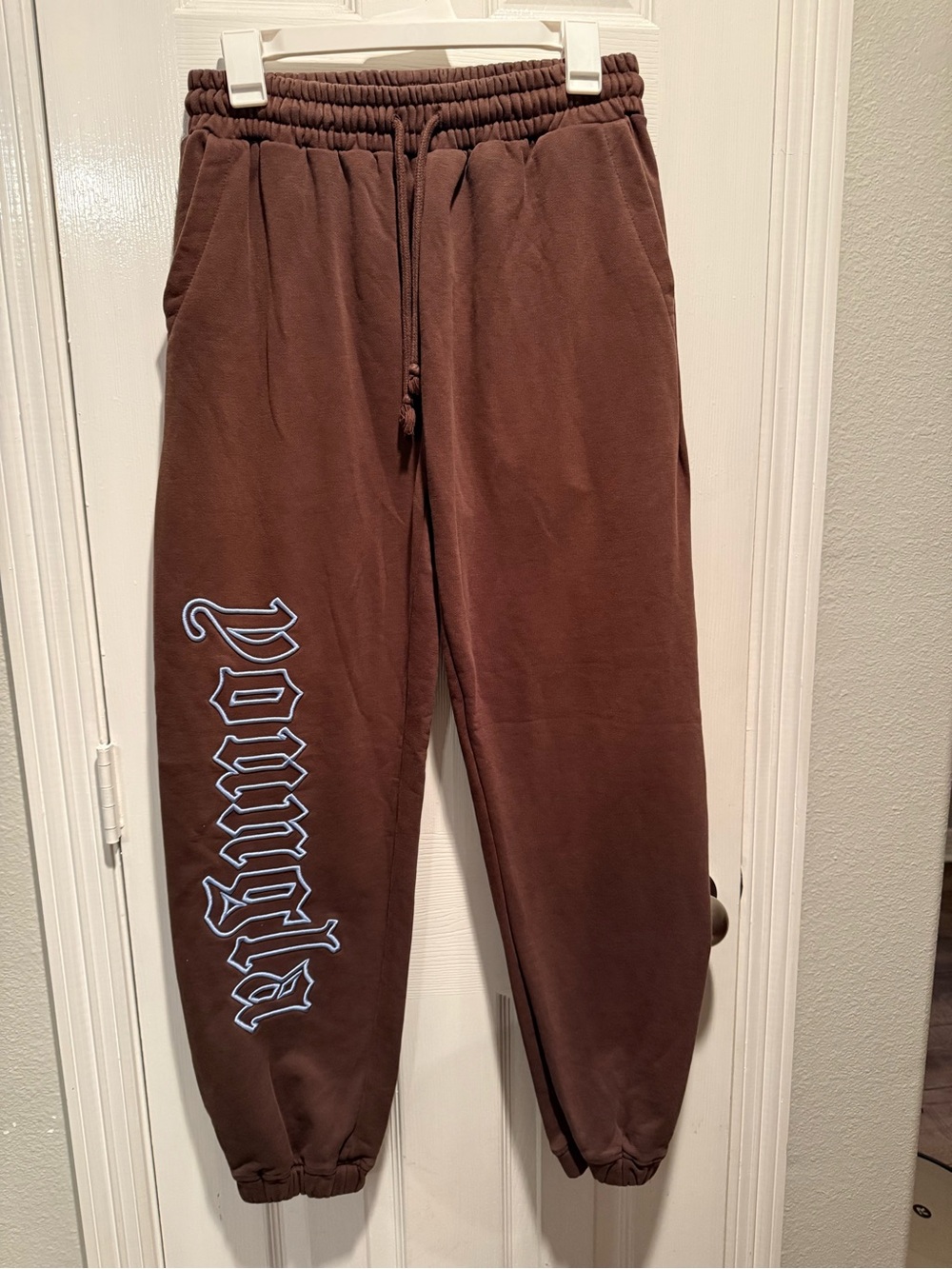 YoungLA Brown Sweatpants with Blue Side Logo